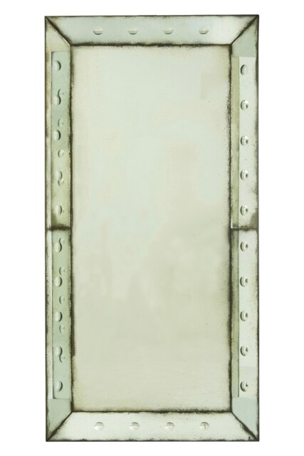 Interiors by Premier Large Bubble Effect Wall Mirror, Rectangular Hammered Frame Antique Glass Mirror, Bevelled Edge Wall Mirror Green