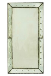 Interiors by Premier Large Bubble Effect Wall Mirror, Rectangular Hammered Frame Antique Glass Mirror, Bevelled Edge Wall Mirror Green