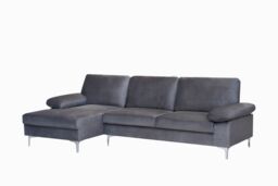 Venosa Velvet Left Facing Sectional Corner Sofa in Grey Grey Grey Three Seater 1