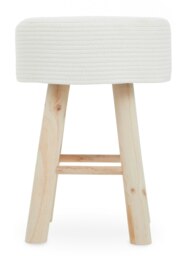 Orsina Durable White Cotton Rope Stool, Stylish Kitchen Stool For Bedroom, Versatile Design Bar Stool For Guests