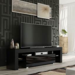 TV Unit Cabinet Stand Sideboard Media Console Storage Cabinet Black High Gloss 160cm