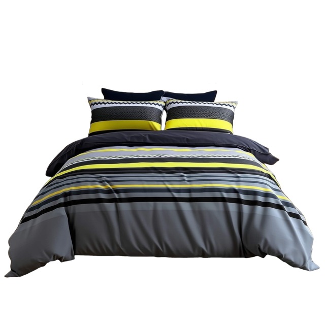 Duvet Cover And Pillowcase Set Red Black Stripe Design Polycotton Bed Linen Black Single