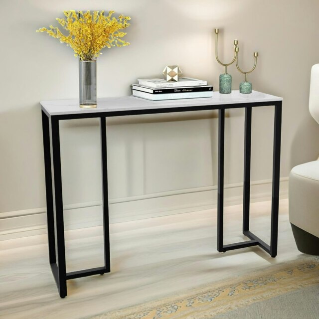 Faux Marble Console Table Grey