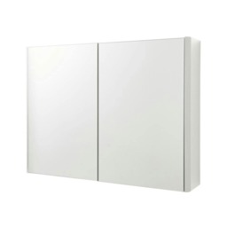 2-Door Mirror Bathroom Cabinet 600mm H x 800mm W - Gloss White - (Arch) White White 1