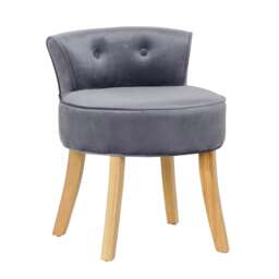 Living and Home Velvet Soft Seat Low Back Vanity Stool - Grey