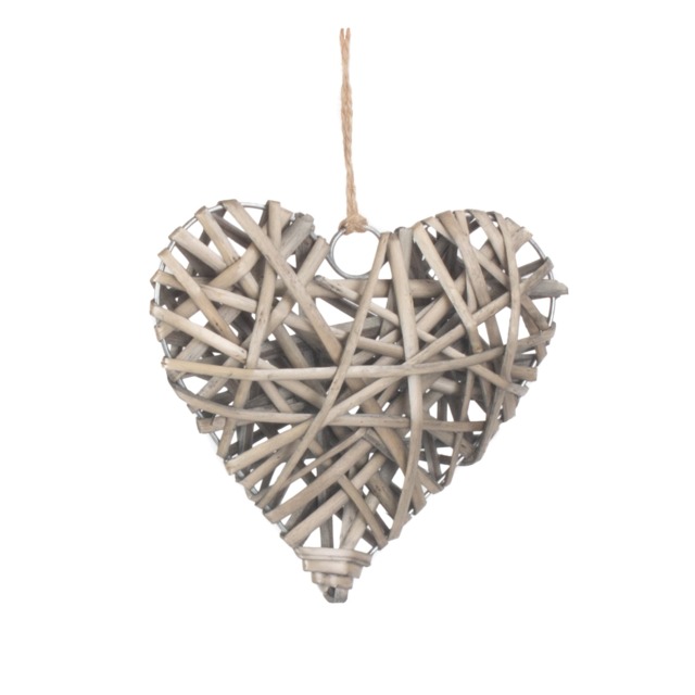 Small Full Antique Wash Wicker Heart Brown Natural