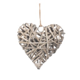 Small Full Antique Wash Wicker Heart Brown Natural