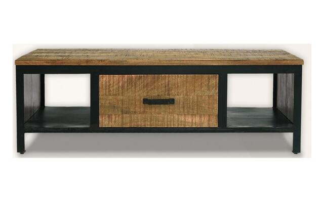 Induse Coffee Table 1 Drawer - Mango Wood/Iron - L60 x W120 x H41 cm - PP Sawn Finish Brown