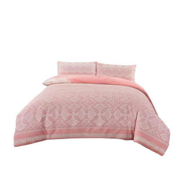 Elegant Floral Duvet Set Modern Flower Pattern Bedding for Home Decor Pink Single