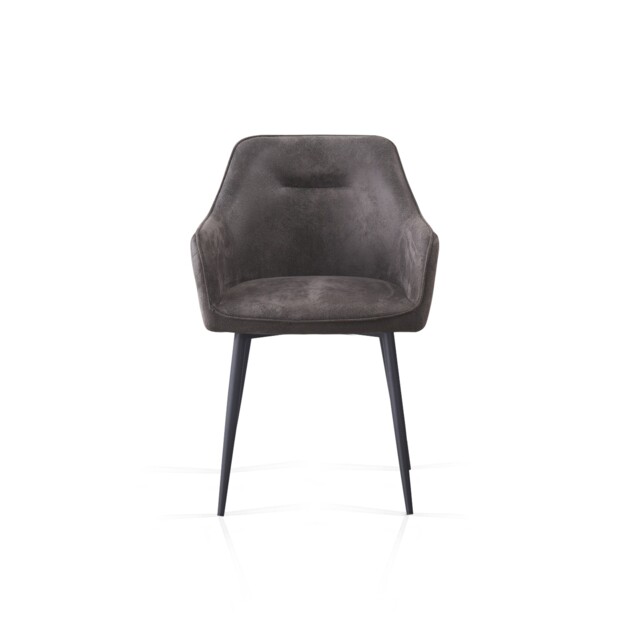 SONARA Dining Chair Faux Leather Modern Style for Dining Room Set of 2 Grey