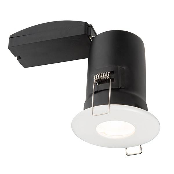 Shieldplus Fire Rated 1 Light Bathroom Recessed Light Matt White, Glass IP65, GU10
