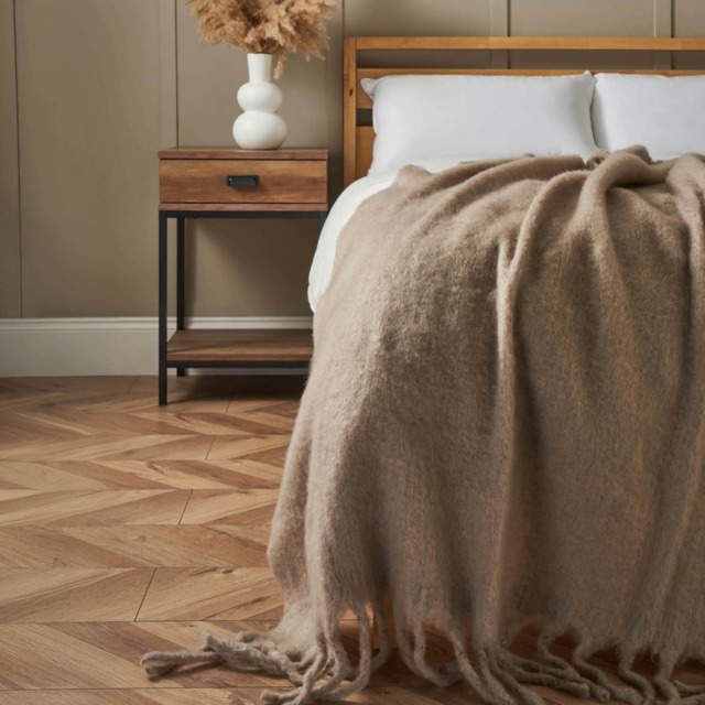 BHS Mohair Tassel Throw, Taupe Brown Taupe 1