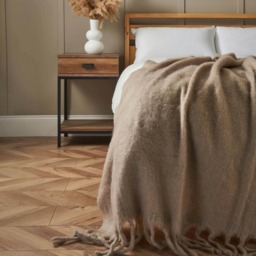 BHS Mohair Tassel Throw, Taupe Brown Taupe 1