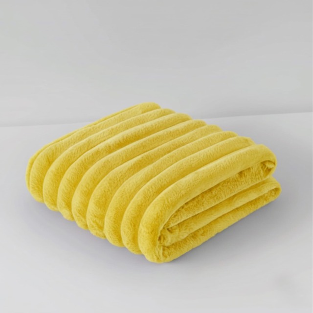 Chunky Ribbed Mink Throw Ultra Soft Warm Elegant Blanket for Sofa Or Bed Yellow