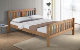 4ft6 Double Antique honey pine,wood,wooden,solid slatts,bed frame.