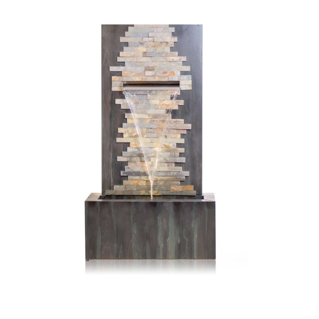 Dante Zinc & Stone Water Feature with Lights Indoor and Outdoor Use H100cm