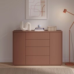 Alice Springs Wide Sideboard with 4 Drawers & 2 Doors with Push-to-Open in Terracotta