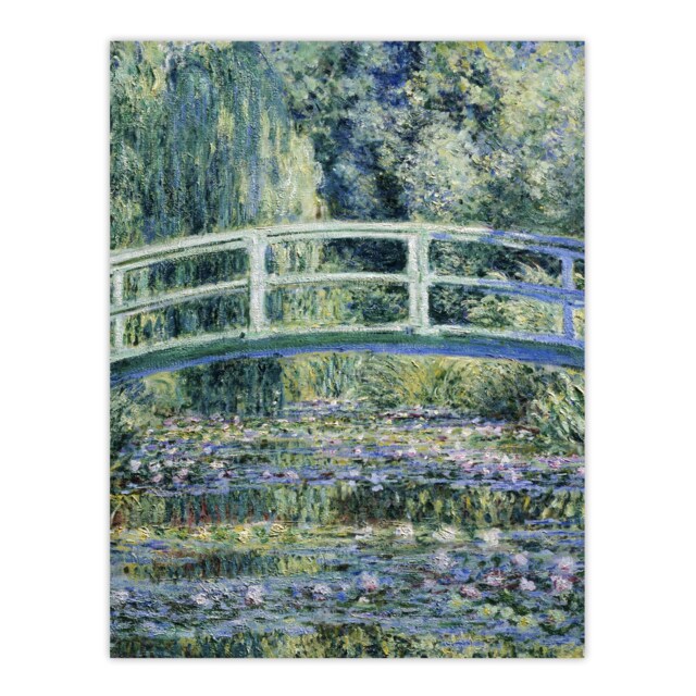 Water Lilies and Japanese Bridge Monet Vintage Huge Wall Art Print 18X24 In
