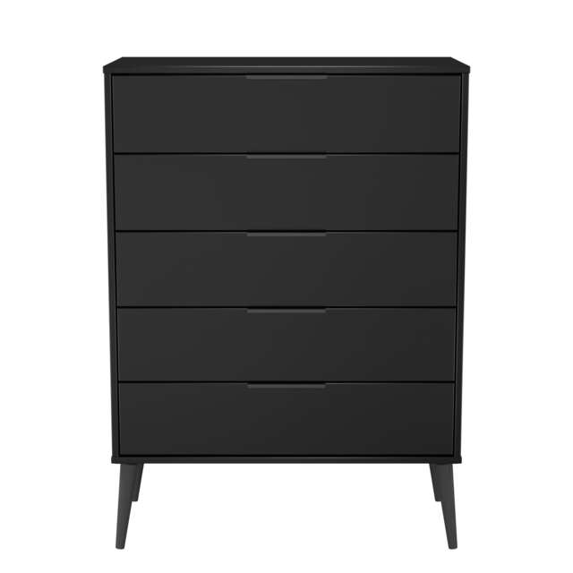 Fuji 5 Drawer Chest of Drawers in Black Matt (Ready Assembled) Black Black Matt