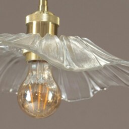 ValueLights Cassia Clear Glass Flower Gold Pendant Ceiling Light with LED Bulb Gold