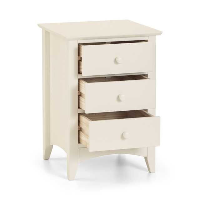 Premium Luma 3 Drawer Stone White Bedside Unit