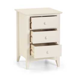 Premium Luma 3 Drawer Stone White Bedside Unit