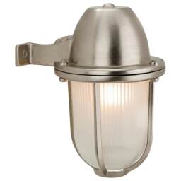 Nautic 1 Light Outdoor Wall Light Nickel, Frosted Glass IP64, E27
