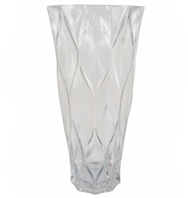 35cm Clear Chunky Ridged Glass Vase White 35