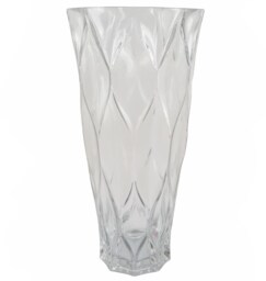 35cm Clear Chunky Ridged Glass Vase White 35