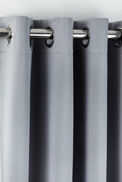 Woven Thermal Blackout Eyelet Curtains Grey 168cm x 228cm Grey Grey