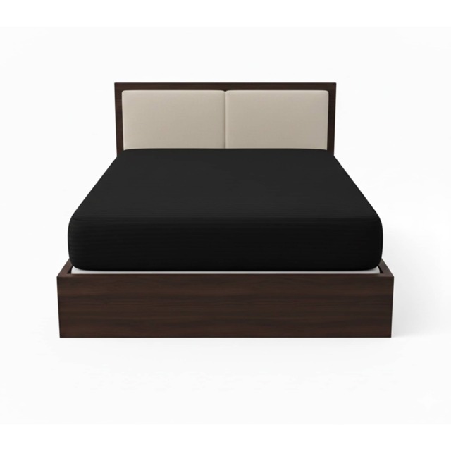 Satin Stripe Soft Touch Fitted Sheet 40cm Extra Deep Skirt Bed Linen Black Single
