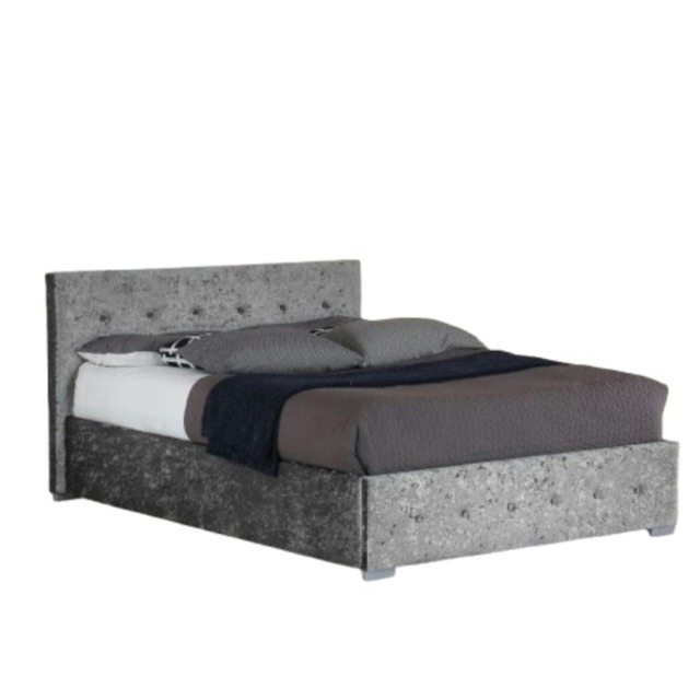 3ft Single Crushed Velvet Ottoman Storage Bed Frame In Silver