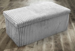 Home Republic Corduroy Storage Ottoman - 76cm x 38cm Foldable Silver