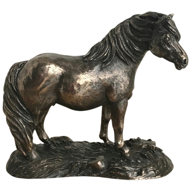 Shetland Pony Horse Figurine In Solid Cold Cast Bronze, Designed By Harriet Glen