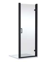 Balterley Contemporary Glass Reversible Hinged Shower Door Black Matt Black