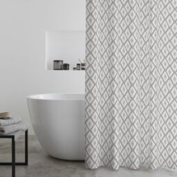 Catherine Lansfield Aztec Diamond Shower Curtain Silver Silver Grey One Size
