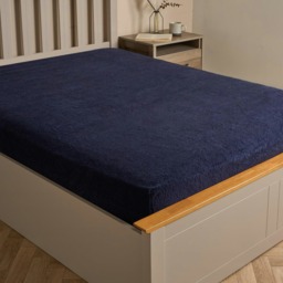 OHS Soft Warm Thermal Teddy Fleece 25cm Deep Fitted Bed Sheet, King - Navy Blue