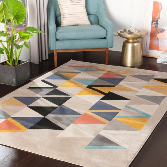 LIVABLISS City-Geometric Rug 80 x 220 cm Taupe Yellow Black Orange