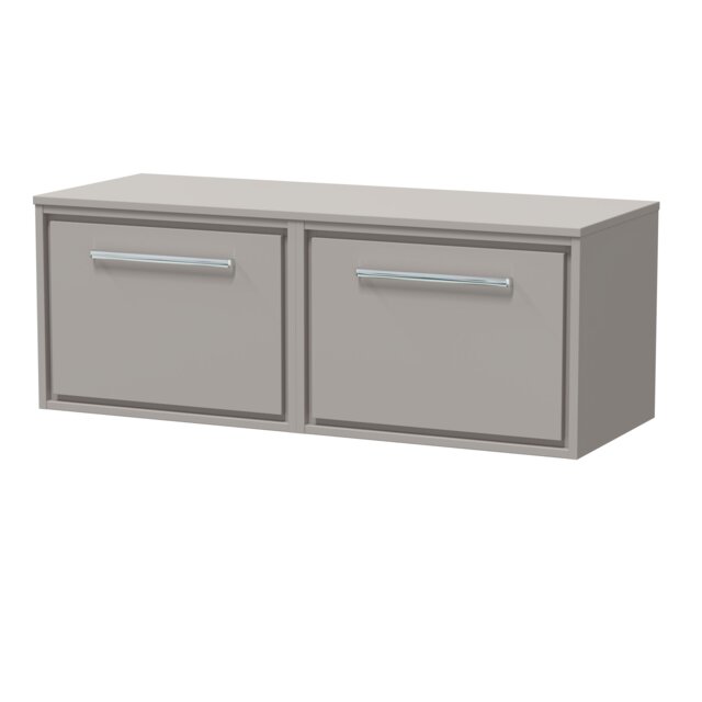 Balterley Framed Design Wall Hung Single Drawer Vanity with Worktop Grey Pebble Grey 449 x 605 x 460mm