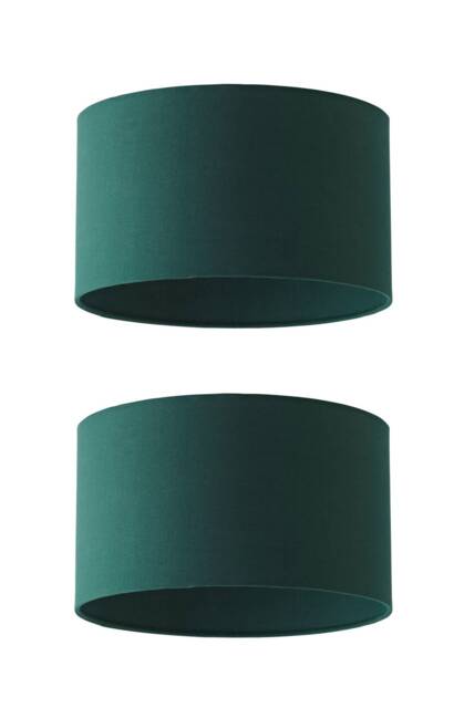 ValueLights Reni Pair Forest Green Fabric Small Ceiling Shades