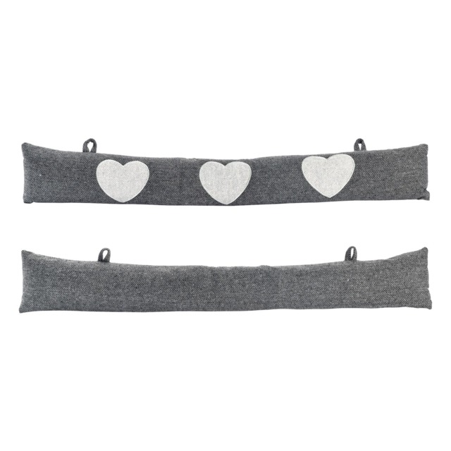Nicola Spring Mismatched Herringbone Draught Excluder Set - 78.5cm - Heart - Pack of 2