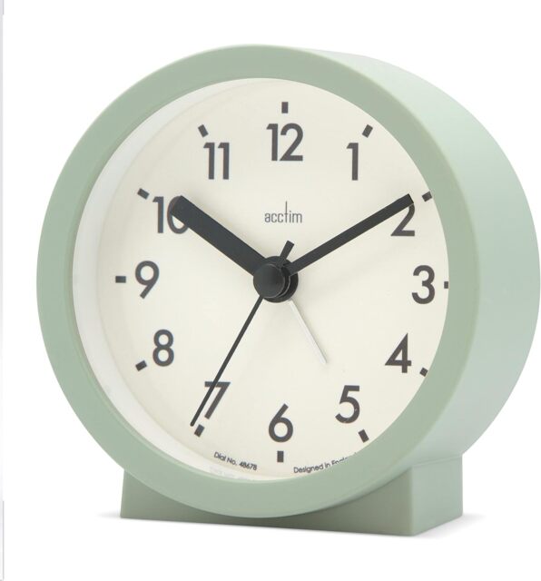 Acctim Gaby Small Analogue Contemporary Bedside Alarm Clock Green Cool Mint
