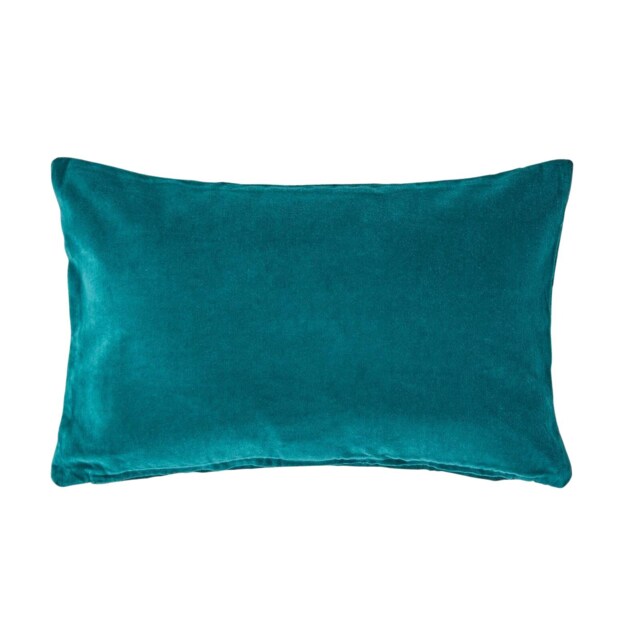 Homescapes Teal Green Velvet Rectangular Cushion Cover - 30 x 50 cm Green Teal green 1