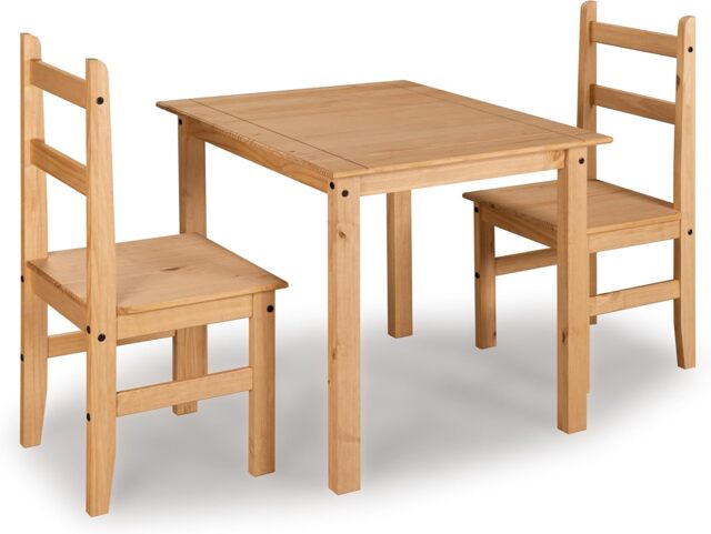 Corona Dining Set 2 Seater Solid Mexican Pine Wood Dining Table With 2 Chairs