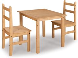 Corona Dining Set 2 Seater Solid Mexican Pine Wood Dining Table With 2 Chairs