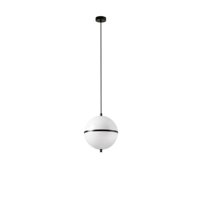 Dome 23cm Globe Pendant Ceiling Light Satin Black, Gloss White Shade E27