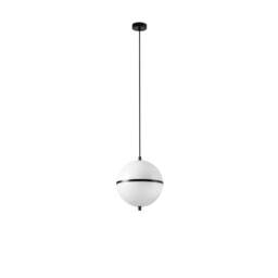 Dome 23cm Globe Pendant Ceiling Light Satin Black, Gloss White Shade E27