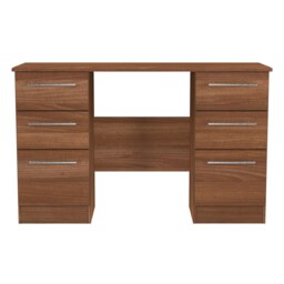 Carlton 6 Drawer Kneehole Desk in Noche Walnut (Ready Assembled) Brown Noche Walnut