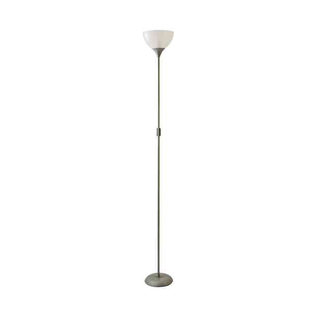 ValueLights Dalby Chrome Single Uplighter Floor Lamp White Shade Silver