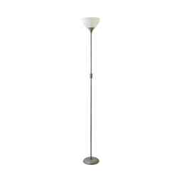 ValueLights Dalby Chrome Single Uplighter Floor Lamp White Shade Silver